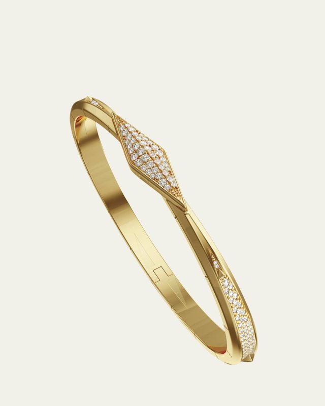 Points North 18K Yellow Gold Cuff with Pave Diamond Clasp, Large